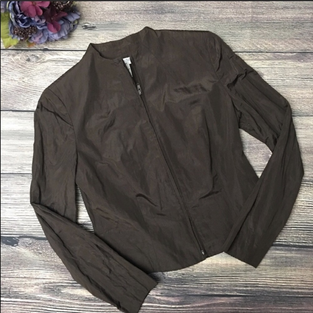 Emanuel Ungaro Liberte full zip jacket brown sz 8